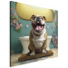 Canvas Art Print AI French Bulldog Dog - Animal Waiting In Colorful Bathroom - Square 150221 additionalThumb 2