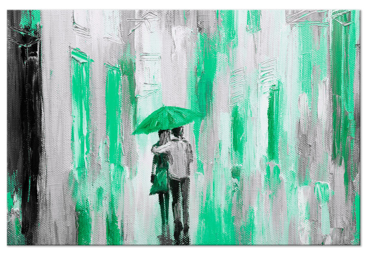 Acrylic print In Love Under an Umbrella - Graphics With a Couple Walking in the Rain [Glass] 150621 additionalImage 2