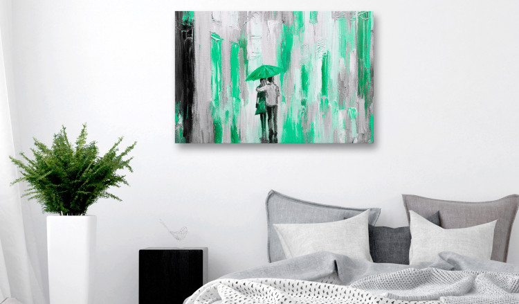 Acrylic print In Love Under an Umbrella - Graphics With a Couple Walking in the Rain [Glass] 150621 additionalImage 3