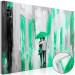 Acrylic print In Love Under an Umbrella - Graphics With a Couple Walking in the Rain [Glass] 150621
