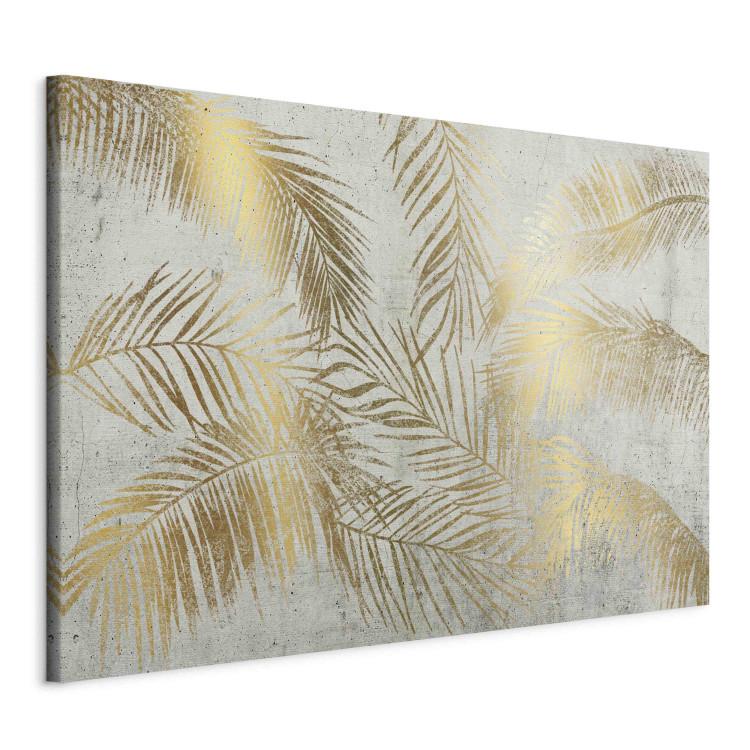 Canvas Art Print Palm Leaves - A Composition of Plants Forming an Arrangement on a Gray Background 151221 additionalImage 2