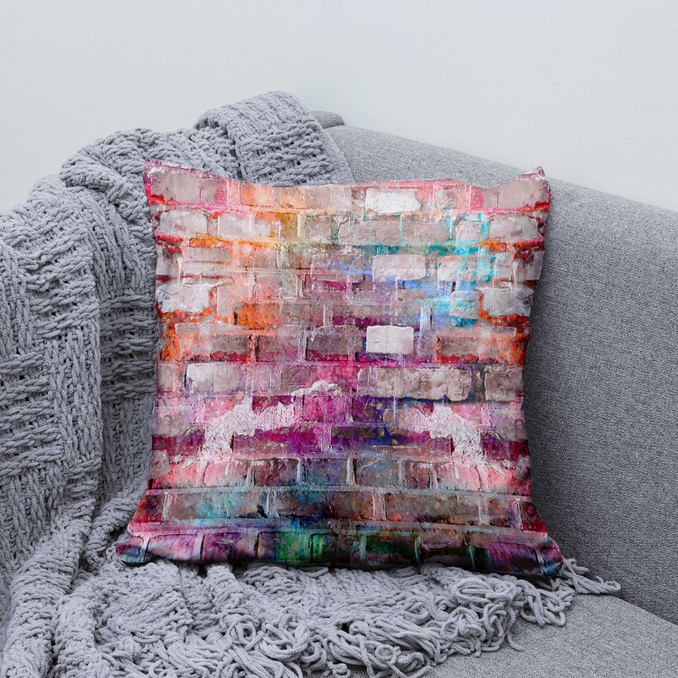 Decorative Microfiber Pillow Paints on the Wall - A Colorful Composition With a Brick Wall 151321 additionalImage 2