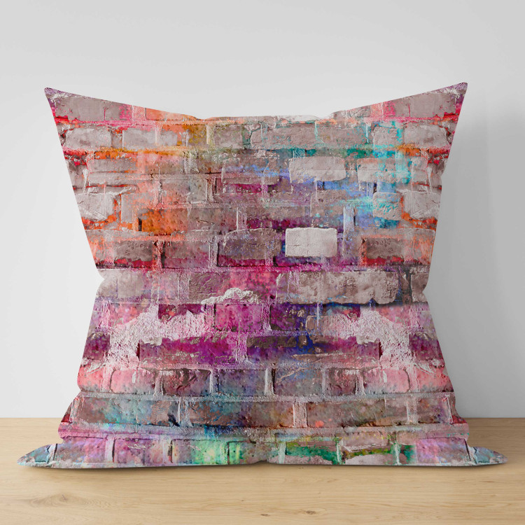 Decorative Microfiber Pillow Paints on the Wall - A Colorful Composition With a Brick Wall 151321 additionalImage 5
