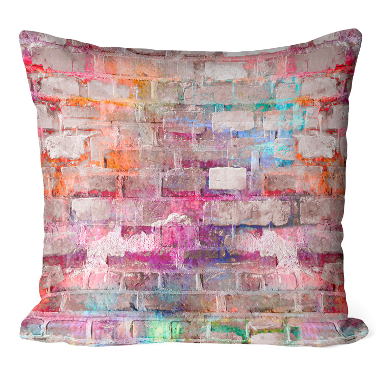 Decorative Microfiber Pillow Paints on the Wall - A Colorful Composition With a Brick Wall 151321
