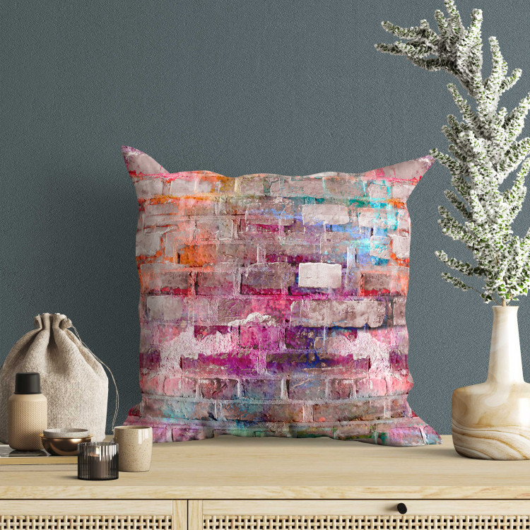 Decorative Microfiber Pillow Paints on the Wall - A Colorful Composition With a Brick Wall 151321 additionalImage 4