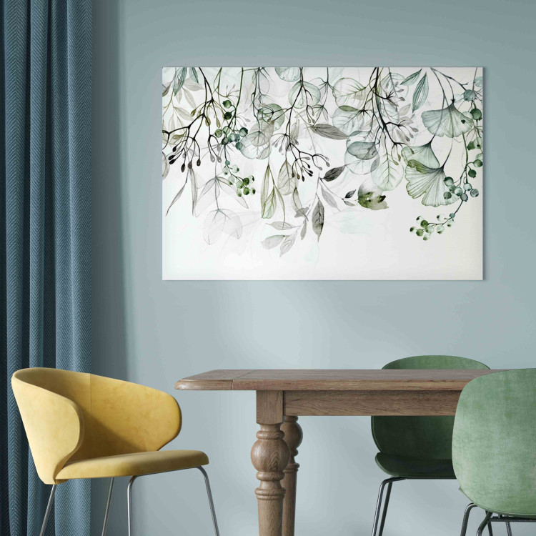Canvas Print Watercolor Nature - Green Leaves, Flowers and Fruits on a White Background 151421 additionalImage 9