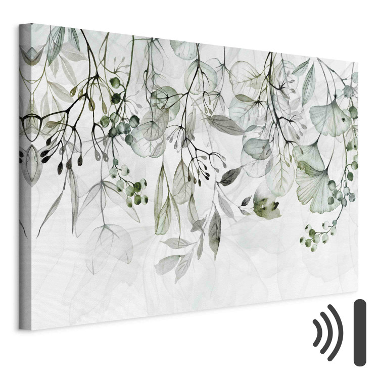 Canvas Print Watercolor Nature - Green Leaves, Flowers and Fruits on a White Background 151421 additionalImage 8