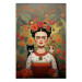 Wall Poster Cartoon Frida - Portrait of a Woman With Two Cats on Her Shoulders 152221