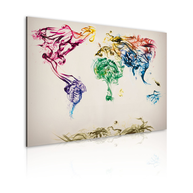 Canvas Art Print The World map - colored smoke trails 55421 additionalImage 2