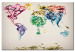 Canvas Art Print The World map - colored smoke trails 55421