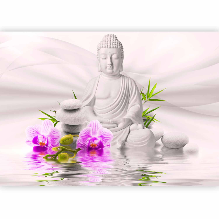 Photo Wallpaper Buddha and pink orchids 61421 additionalImage 1