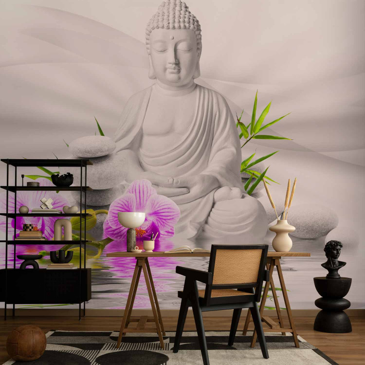 Photo Wallpaper Buddha and pink orchids 61421 additionalImage 4