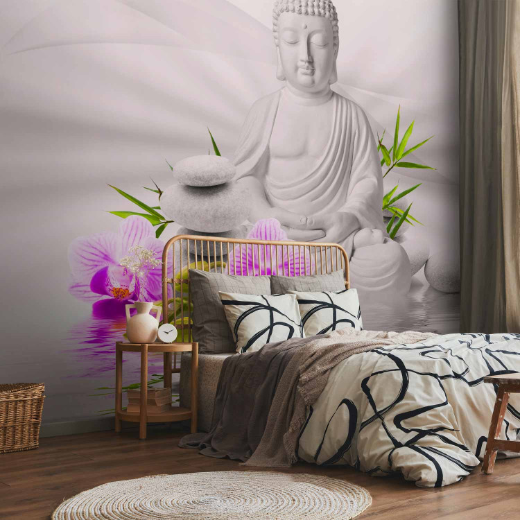 Photo Wallpaper Buddha and pink orchids 61421 additionalImage 2