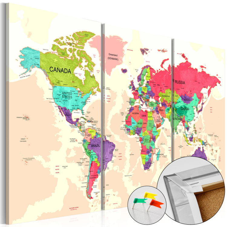 Decorative Pinboard Geography of Colours [Cork Map] 92221