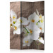 Room Divider Screen Orchid Immaculateness - white orchid flower on a stone texture 95321