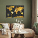 Canvas Yellow Continents (1-part) - Colorful Black-Gold World Map 95921 additionalThumb 11