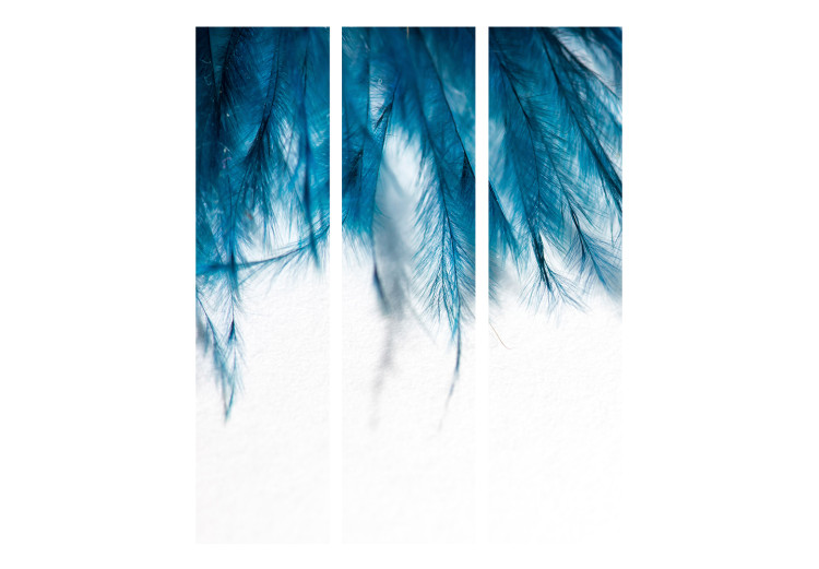 Room Divider Sapphire Feathers - romantic feathers in blue color on white background 97421 additionalImage 3