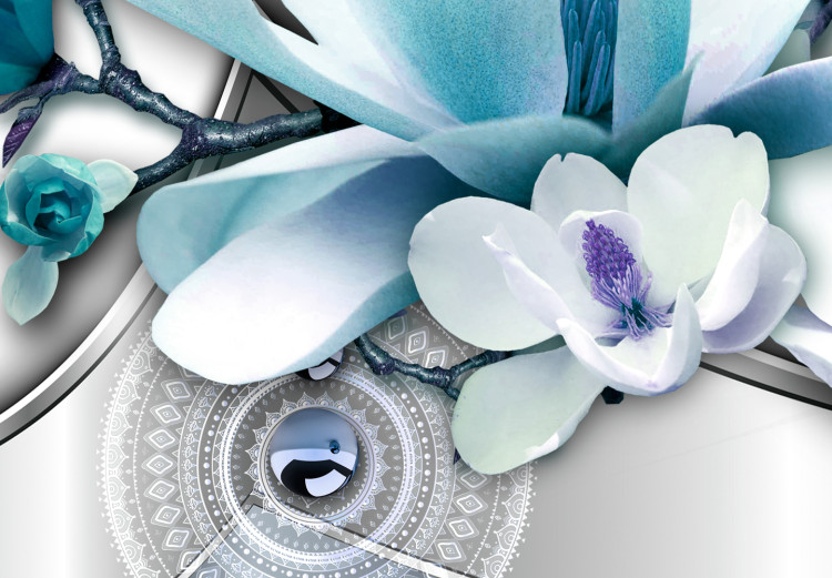Canvas Diamond Wave (1-part) - Blue Magnolia Flower on Gray Background 97521 additionalImage 5