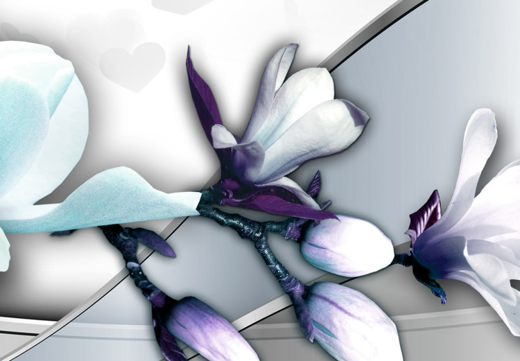 Canvas Diamond Wave (1-part) - Blue Magnolia Flower on Gray Background 97521 additionalImage 4