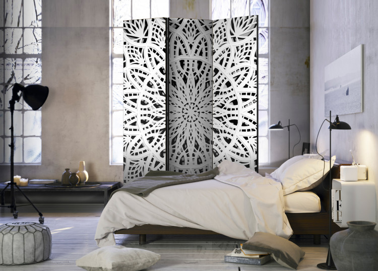 Room Divider White Mandala - white oriental mandala with geometric figures 97921 additionalImage 2