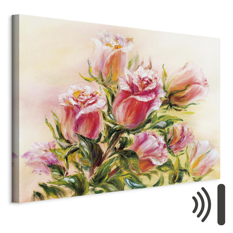 Canvas Wonderful Roses - Colorful Bouquet of Flowers in Hand-painted Motif 98021 additionalImage 8