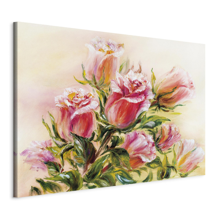 Canvas Wonderful Roses - Colorful Bouquet of Flowers in Hand-painted Motif 98021 additionalImage 2