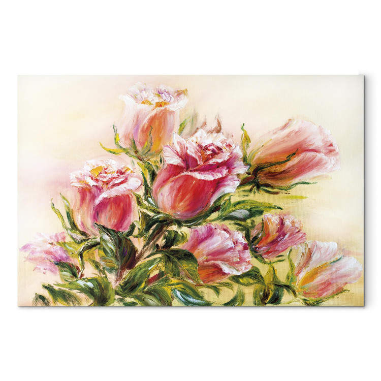 Canvas Wonderful Roses - Colorful Bouquet of Flowers in Hand-painted Motif 98021 additionalImage 7