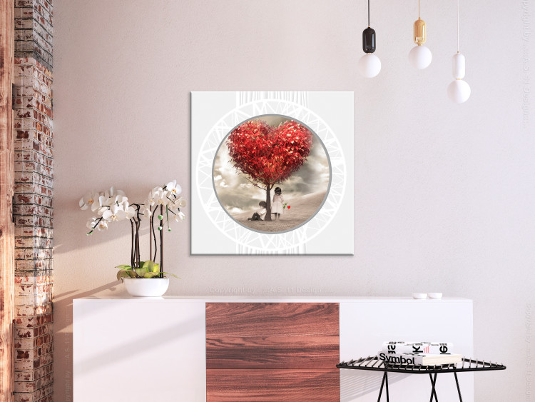 Canvas Tree of Love (1-part) - People Silhouette Under Red Leaves 116431 additionalImage 3