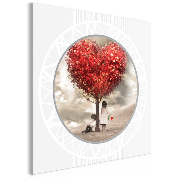 Canvas Tree of Love (1-part) - People Silhouette Under Red Leaves 116431 additionalImage 2