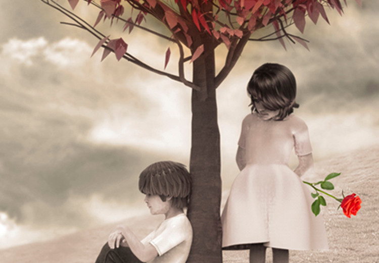 Canvas Tree of Love (1-part) - People Silhouette Under Red Leaves 116431 additionalImage 5