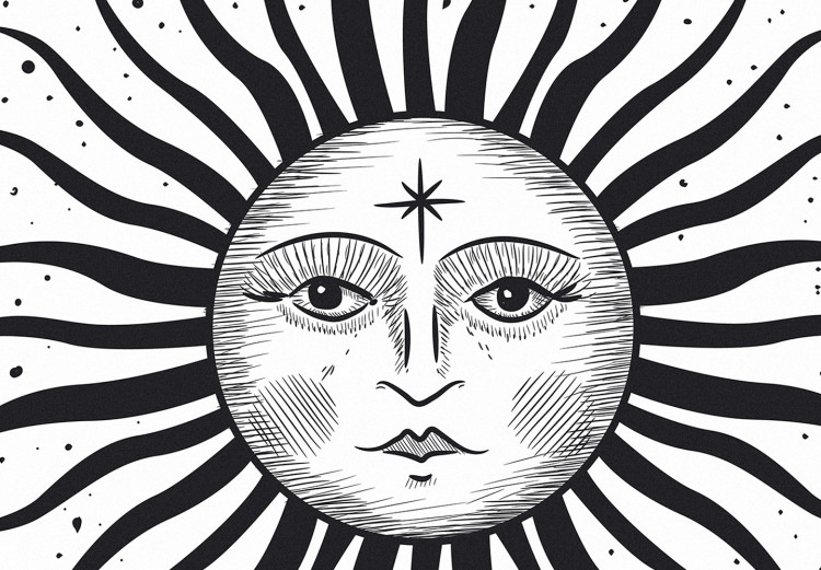 Wall Poster Moon Phases - black and white composition with the sun with a human face 117031 additionalImage 9