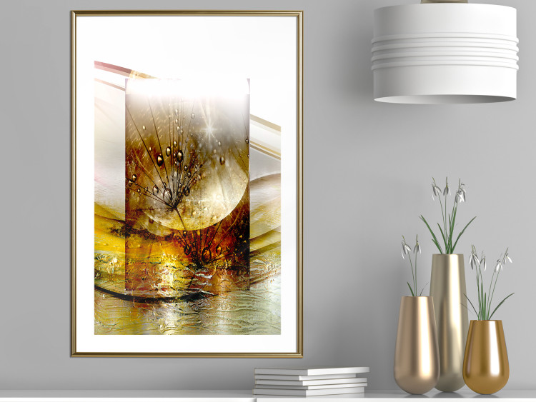 Wall Poster Thought - geometric abstraction with dandelions in golden shades 118331 additionalImage 13