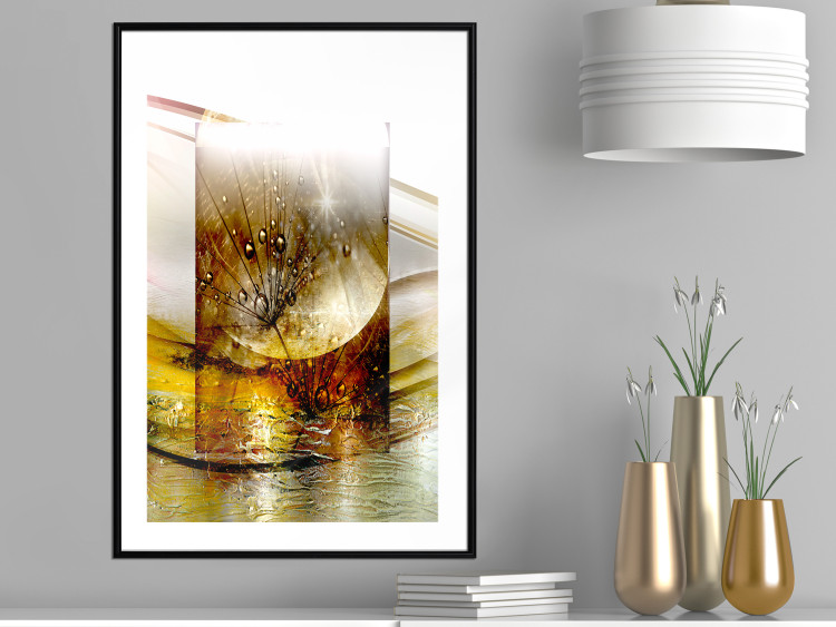 Wall Poster Thought - geometric abstraction with dandelions in golden shades 118331 additionalImage 10