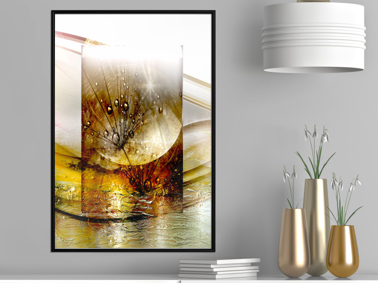 Wall Poster Thought - geometric abstraction with dandelions in golden shades 118331 additionalImage 12