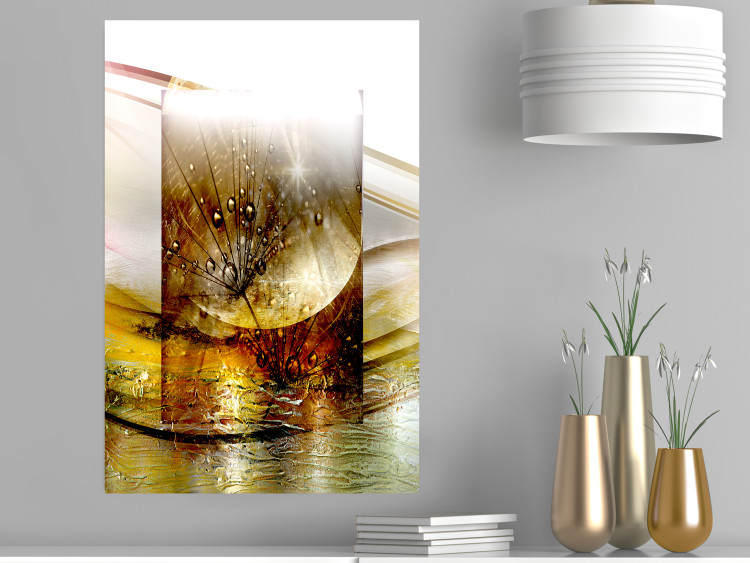 Wall Poster Thought - geometric abstraction with dandelions in golden shades 118331 additionalImage 17