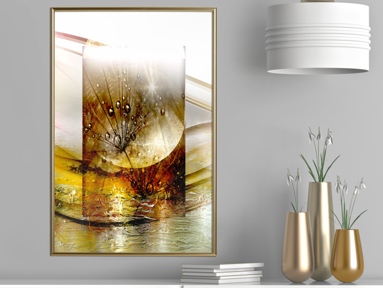 Wall Poster Thought - geometric abstraction with dandelions in golden shades 118331 additionalImage 11