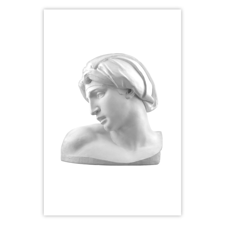 Wall Poster Michelangelo - simple composition on a white background with a sculpture of a male face 119131