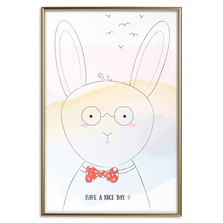 Wall Poster Greetings from Rabbit - animal with glasses and English texts 122931 additionalImage 20
