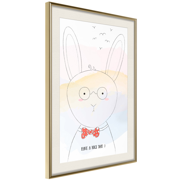 Wall Poster Greetings from Rabbit - animal with glasses and English texts 122931 additionalImage 2