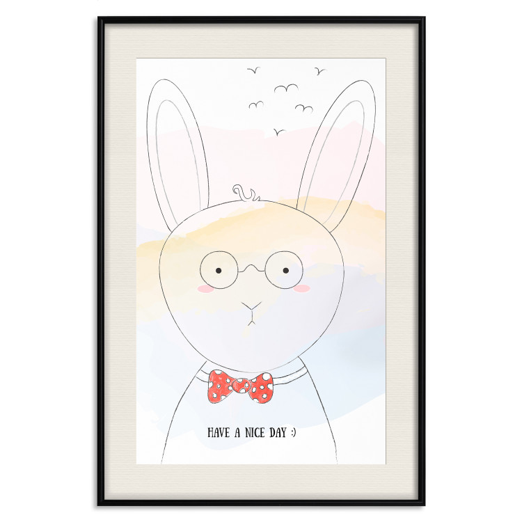 Wall Poster Greetings from Rabbit - animal with glasses and English texts 122931 additionalImage 18