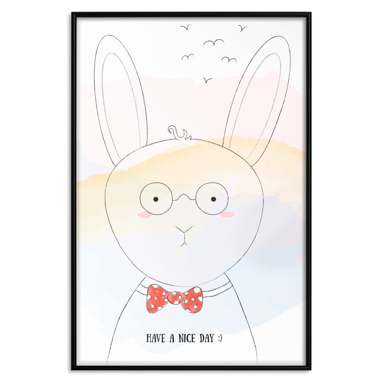 Wall Poster Greetings from Rabbit - animal with glasses and English texts 122931 additionalImage 24