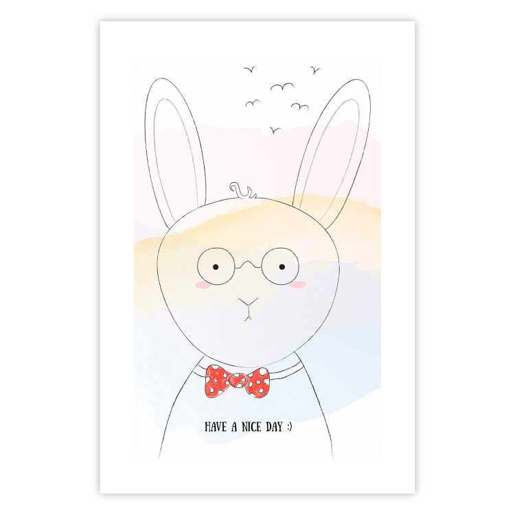 Wall Poster Greetings from Rabbit - animal with glasses and English texts 122931 additionalImage 19