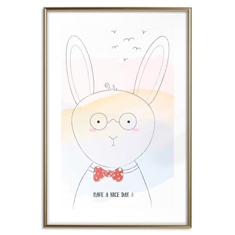 Wall Poster Greetings from Rabbit - animal with glasses and English texts 122931 additionalImage 14