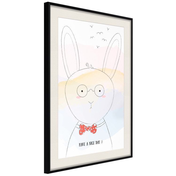 Wall Poster Greetings from Rabbit - animal with glasses and English texts 122931 additionalImage 3