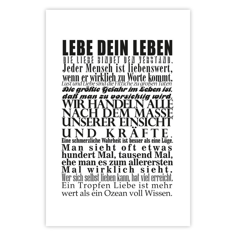 Poster Lebe dein Leben - black German text in the form of a quote 123131 additionalImage 20
