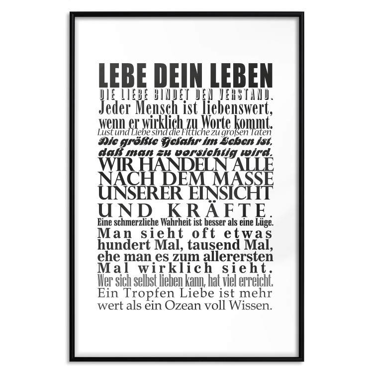 Poster Lebe dein Leben - black German text in the form of a quote 123131 additionalImage 15