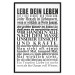 Poster Lebe dein Leben - black German text in the form of a quote 123131 additionalThumb 19