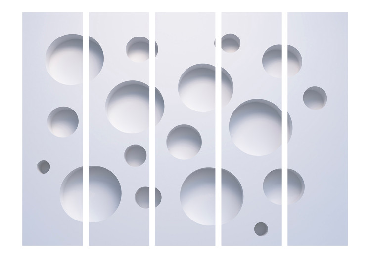 Room Divider Screen Harmony of Modernity II (5-piece) - white abstraction in circles 124031 additionalImage 3