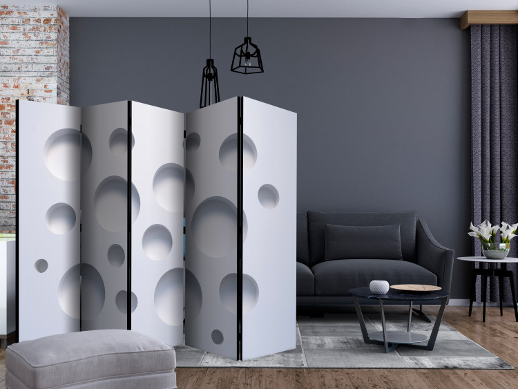 Room Divider Screen Harmony of Modernity II (5-piece) - white abstraction in circles 124031 additionalImage 4