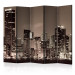 Folding Screen Miami in Sepia II (5-piece) - panoramic view of a large city at night 124231